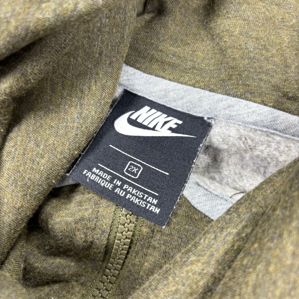 Nike Women's 2X Olive Green Funnel Neck Zip Front Hoodie Lounge Athleisure - Picture 3 of 6